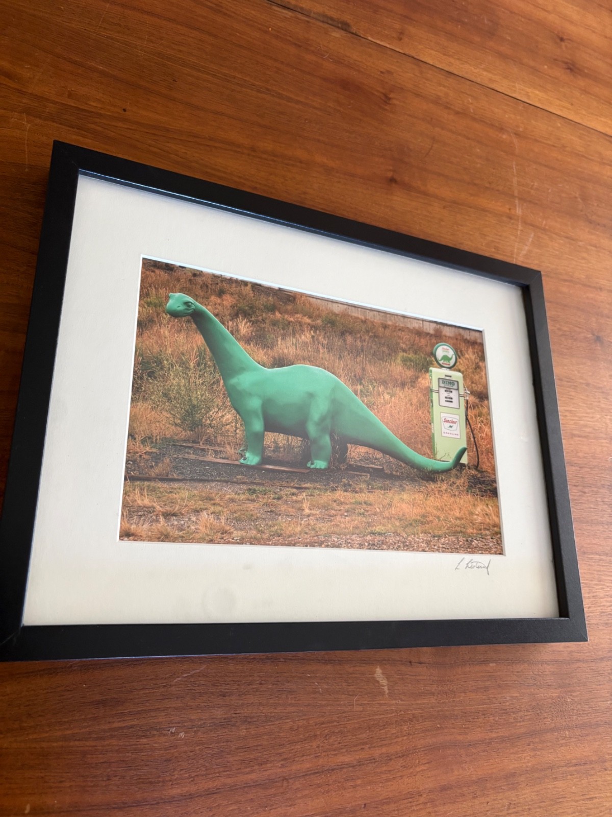 Signed Framed Sinclair Dino Roadside Americana Photograph
