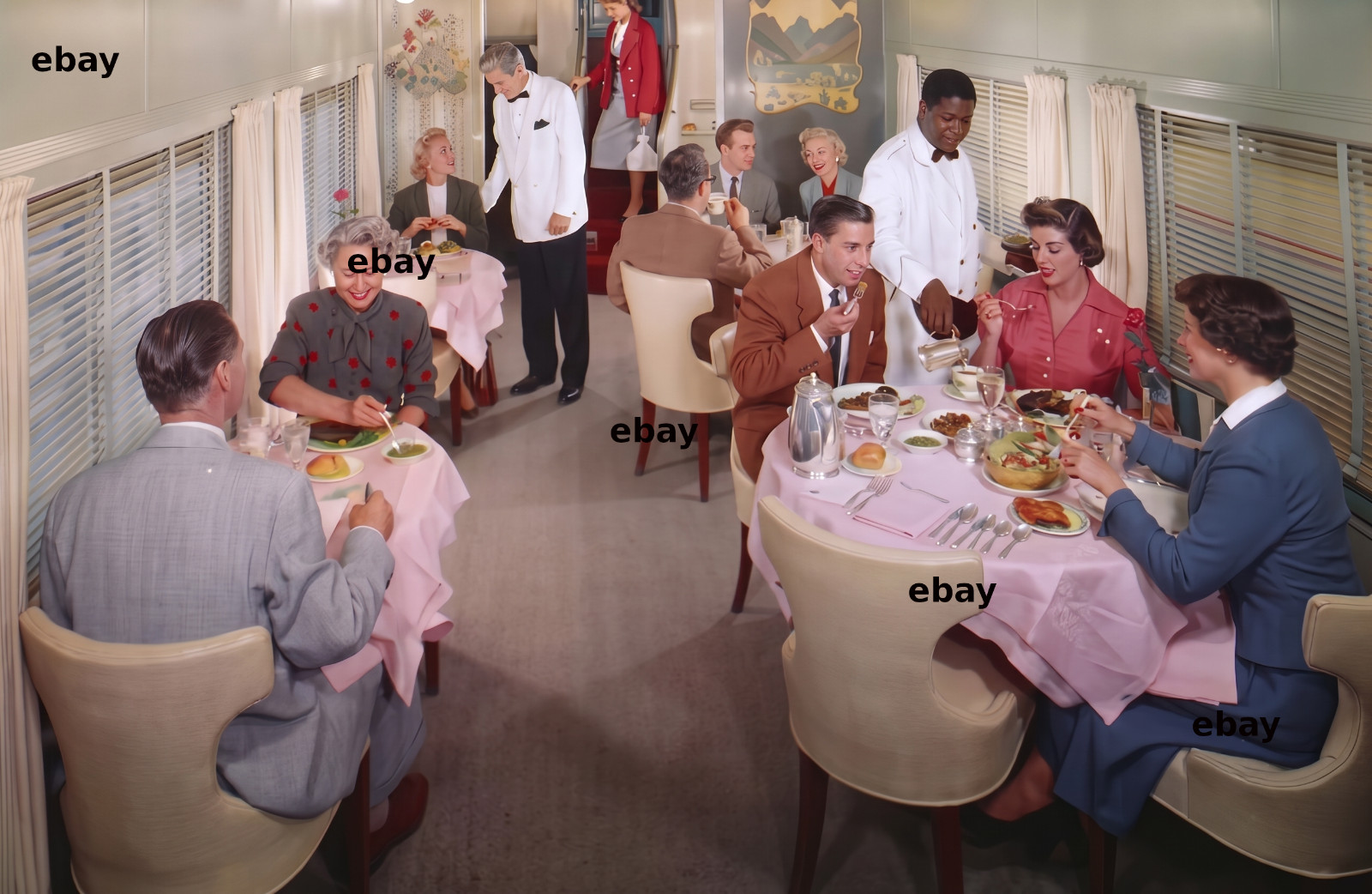 Photo Art Print Dining Car on the Union Pacific’s City of Los Angeles ca. 1950