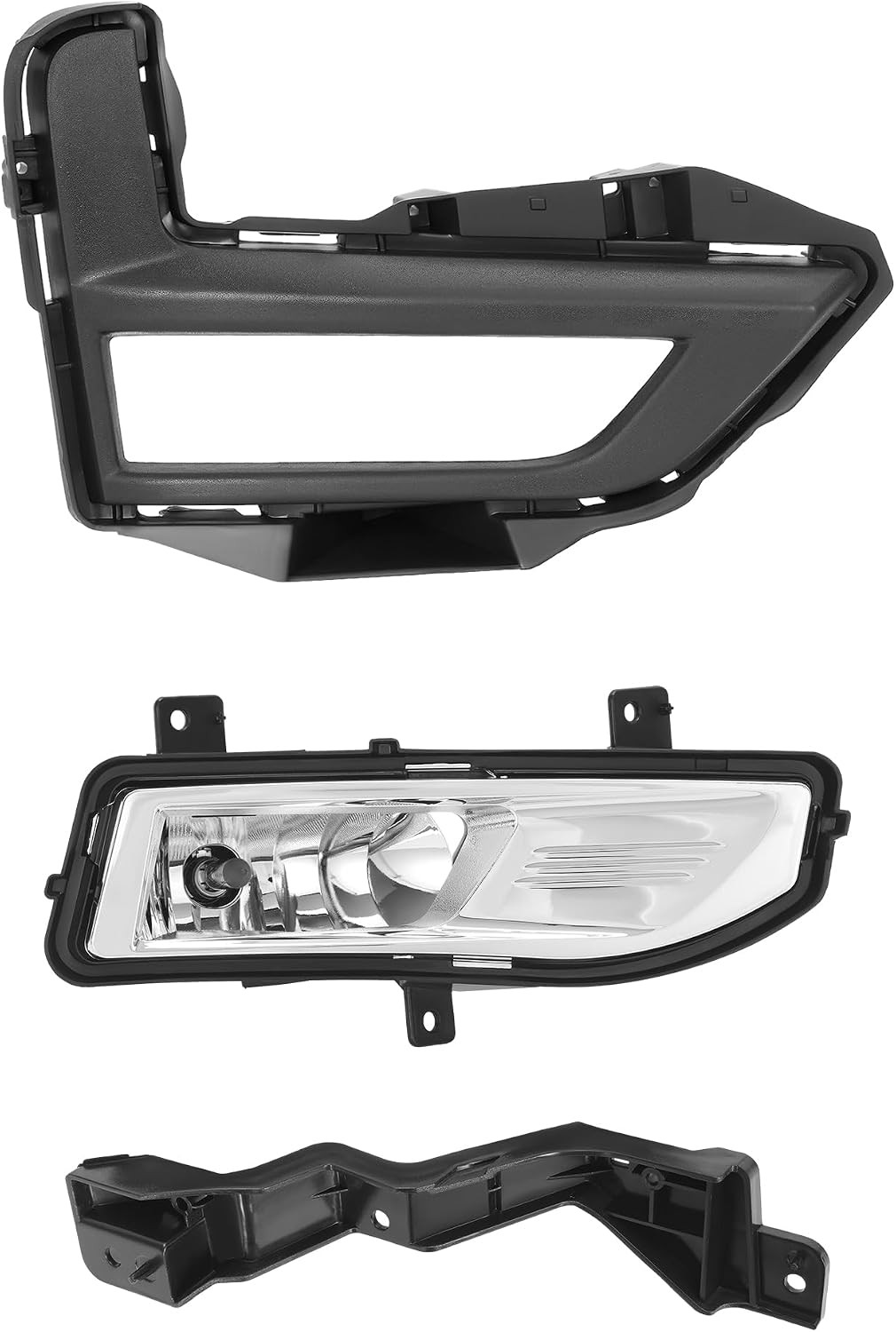 Front Upper + Lower Grille + Fog Light Kit Compatible with 2017-2020 Nissan Rogu