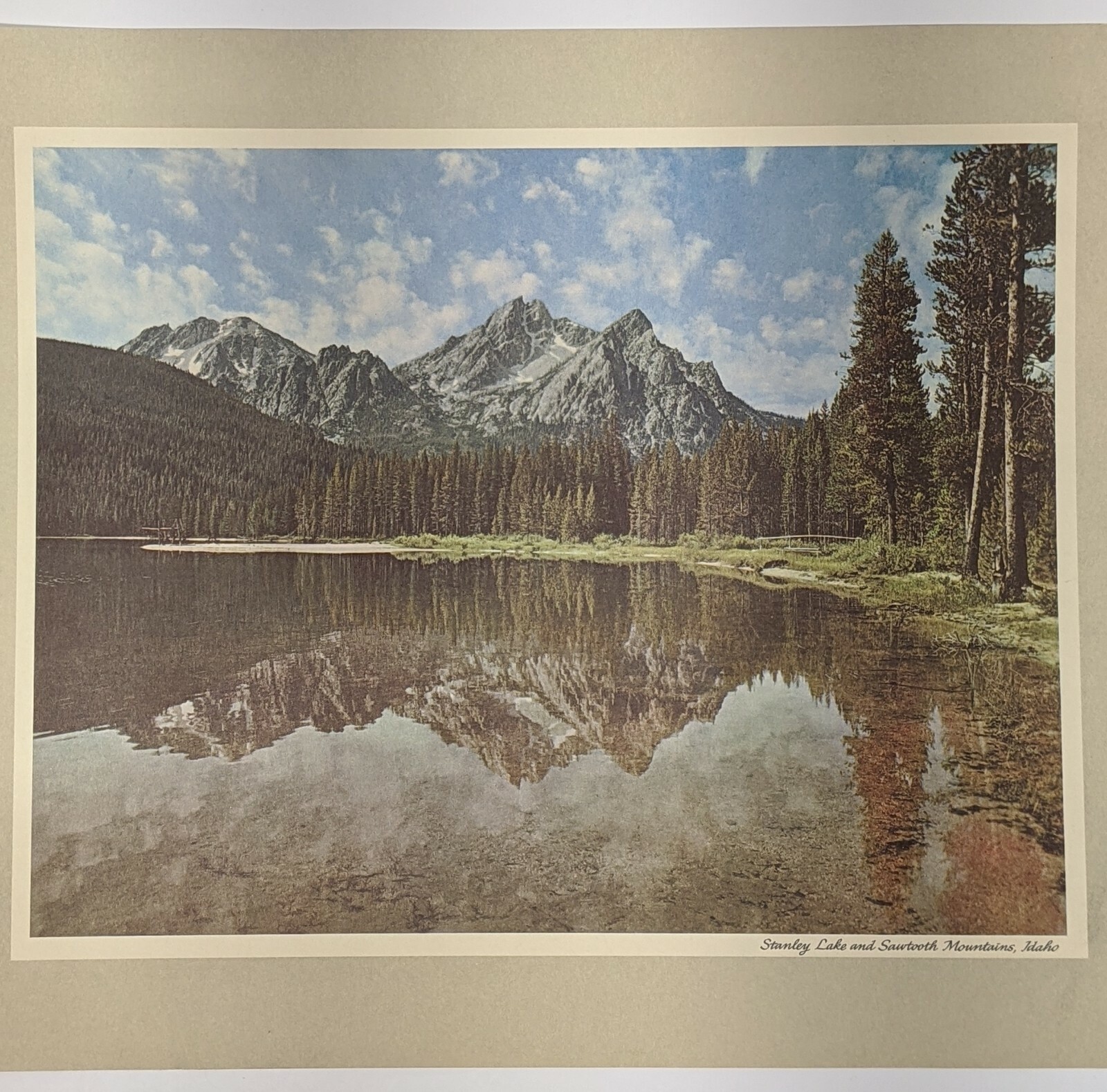 Vintage Sawtooth Mountains Stanley Lake Photo Print Standard Oil Chevron Trail