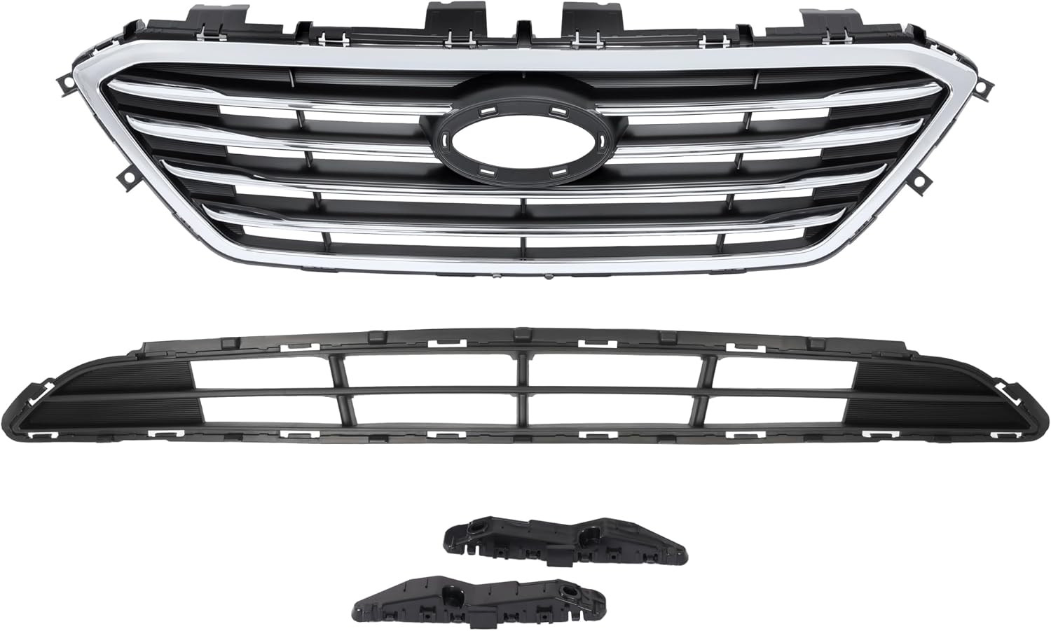 Front Upper & Lower Grille & Bumper Bracket Compatible with 2015-2017 Hyundai So