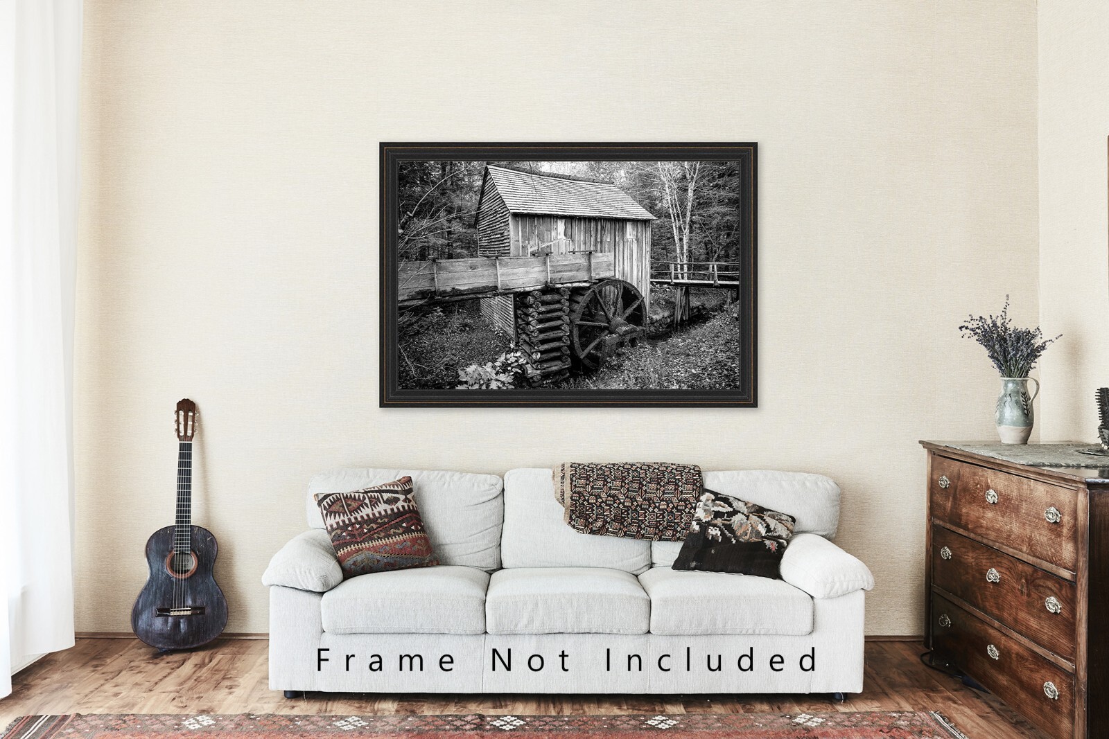 Black and White Wall Decor Art Print of Old Saw Mill in Great Smoky Mountains