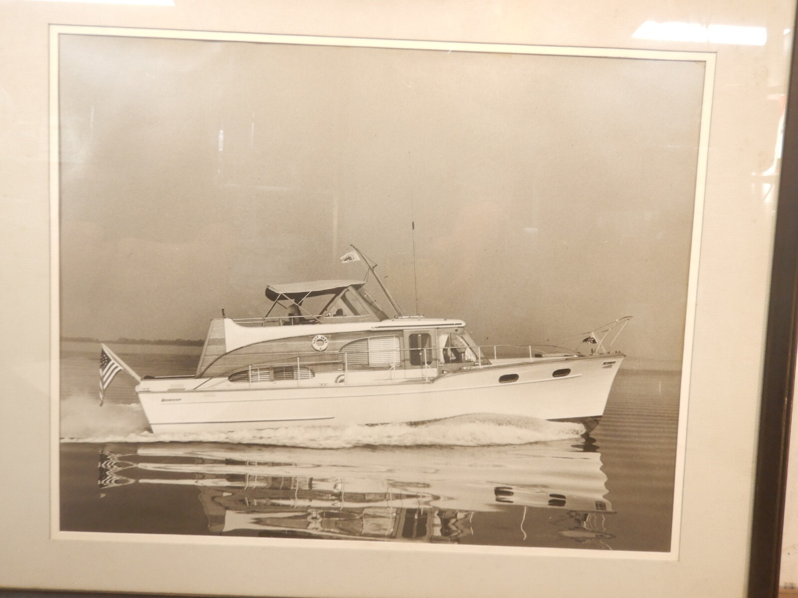 LARGE Vtg 1950s 60s Power Yacht Photograph Richardson Boat Cheaspeake Bay