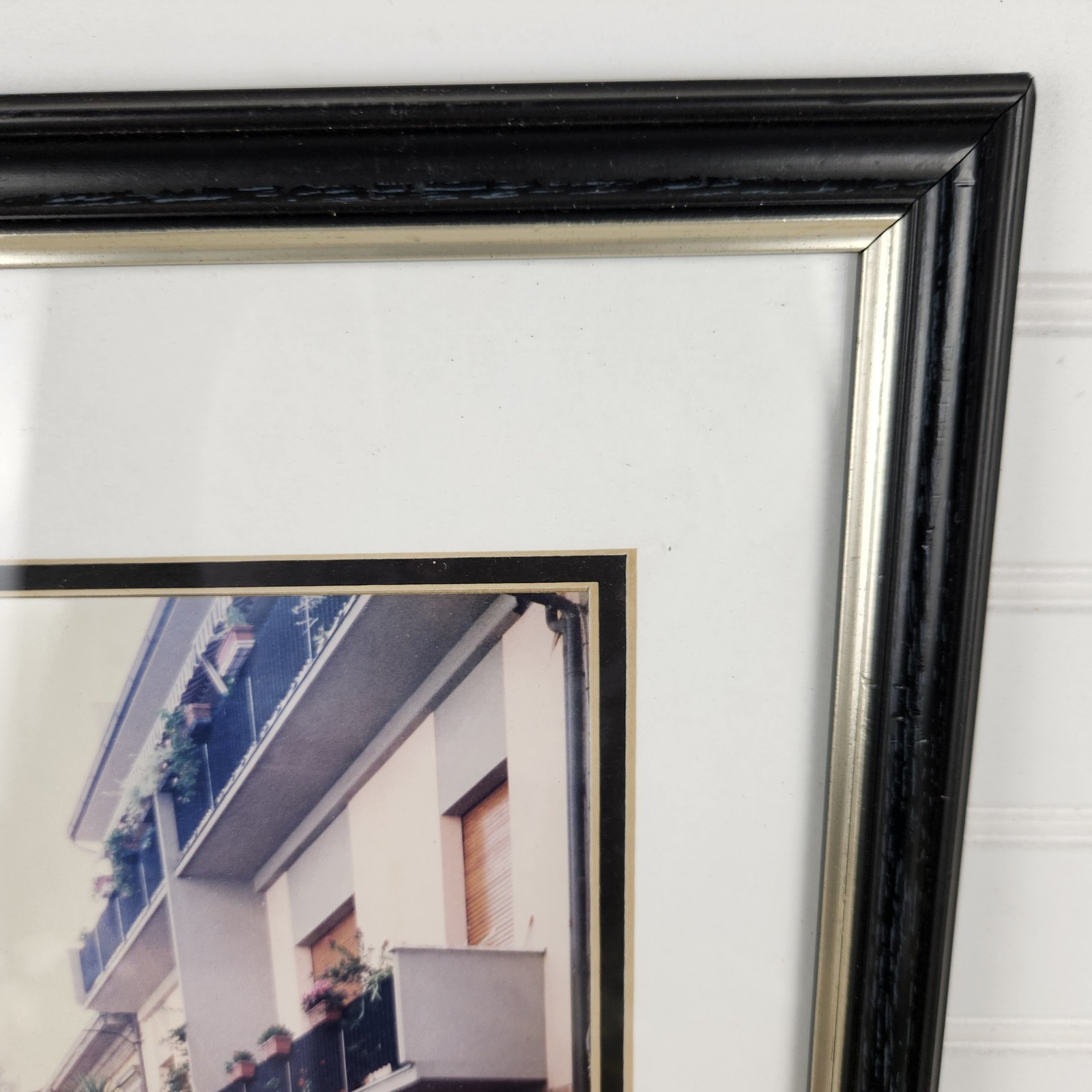 Vintage Framed Italian Street Scene Photograph Narrow Alleyway Art Print 12×15.5