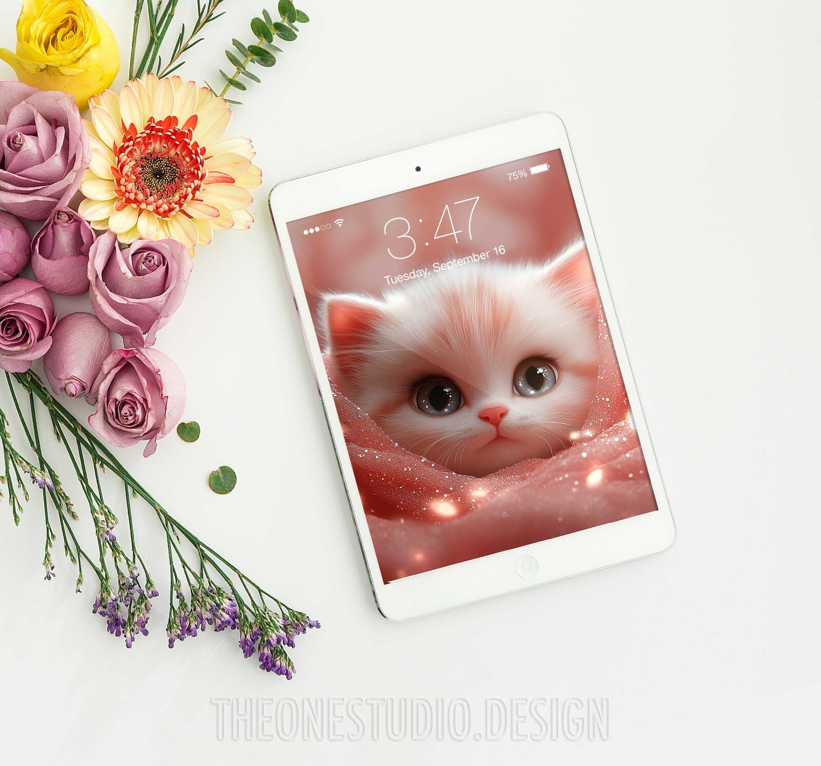 White Kitten Digital Image Picture PC Background AI Art Cute Wallpaper