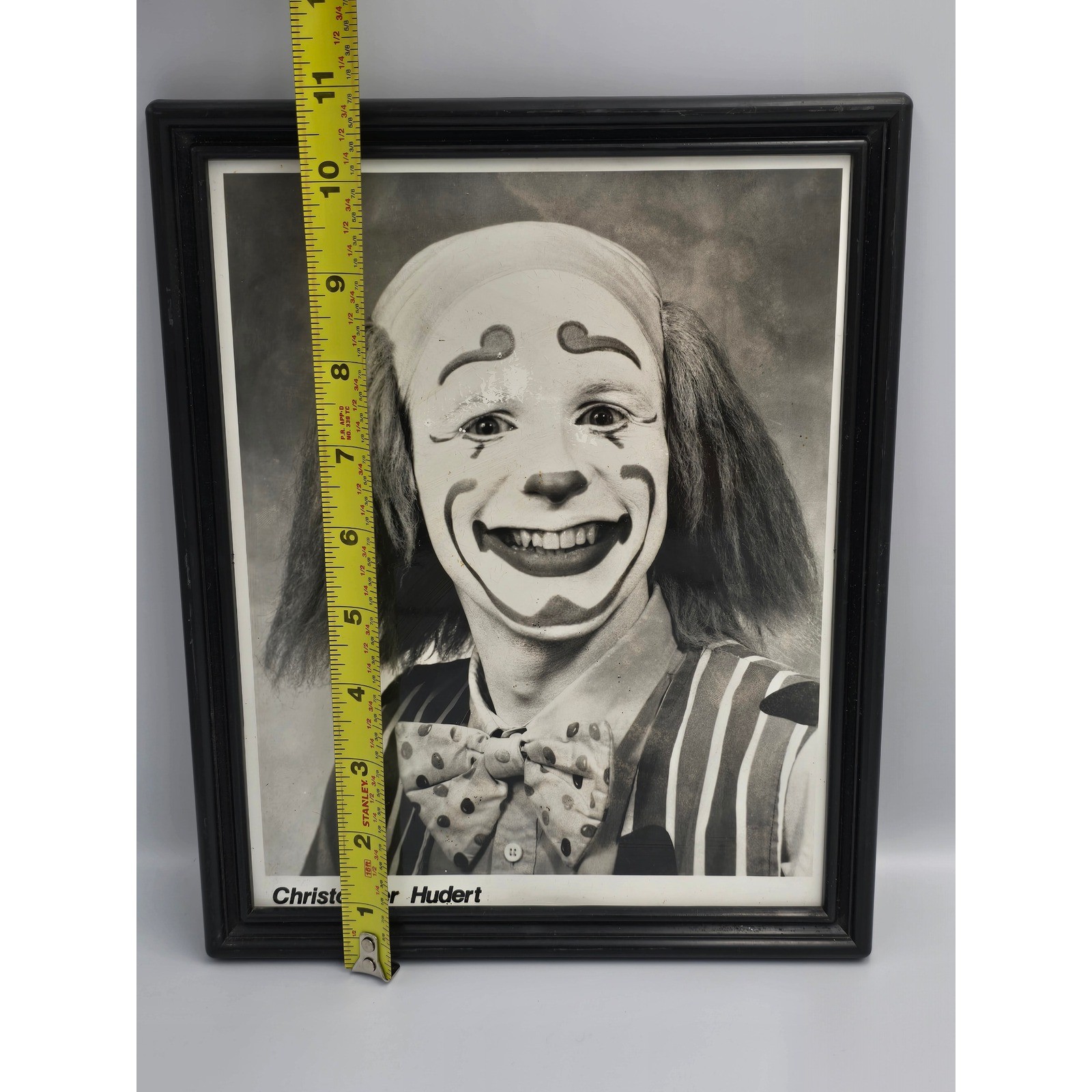 Vintage Framed Photo Christopher Hudert Clown Black and White Daytona Magic