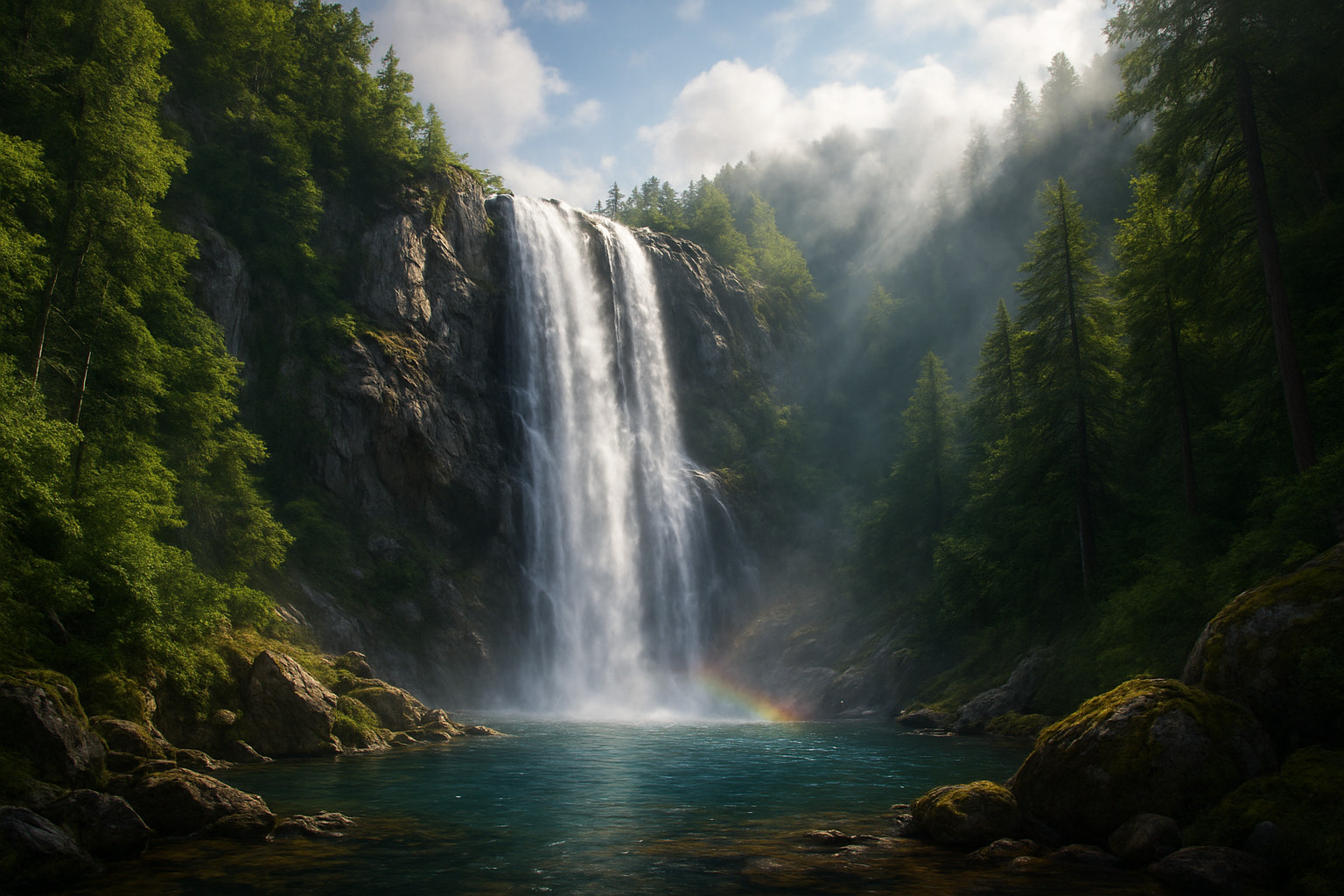 AI-Generated Forest Waterfall Serenity — Enchanted Nature Landscape 17