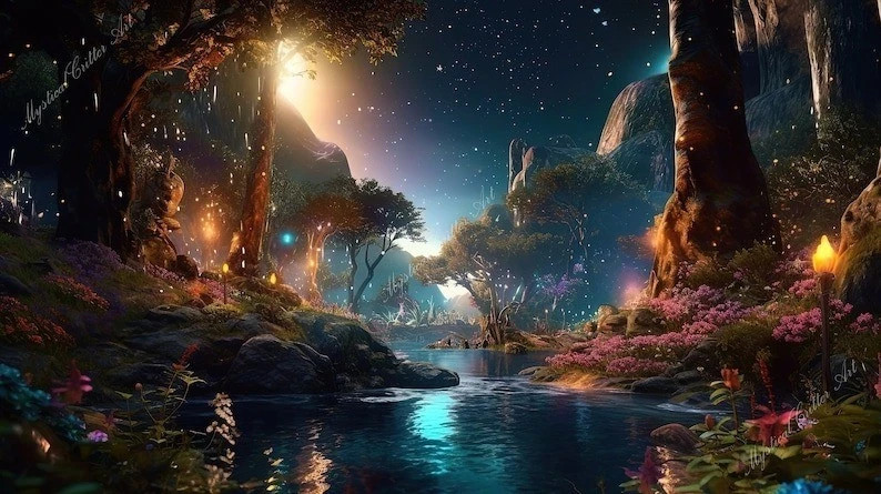 Digital Image Picture Photo Wallpaper Background DesktopEnchanted Moonlit Forest