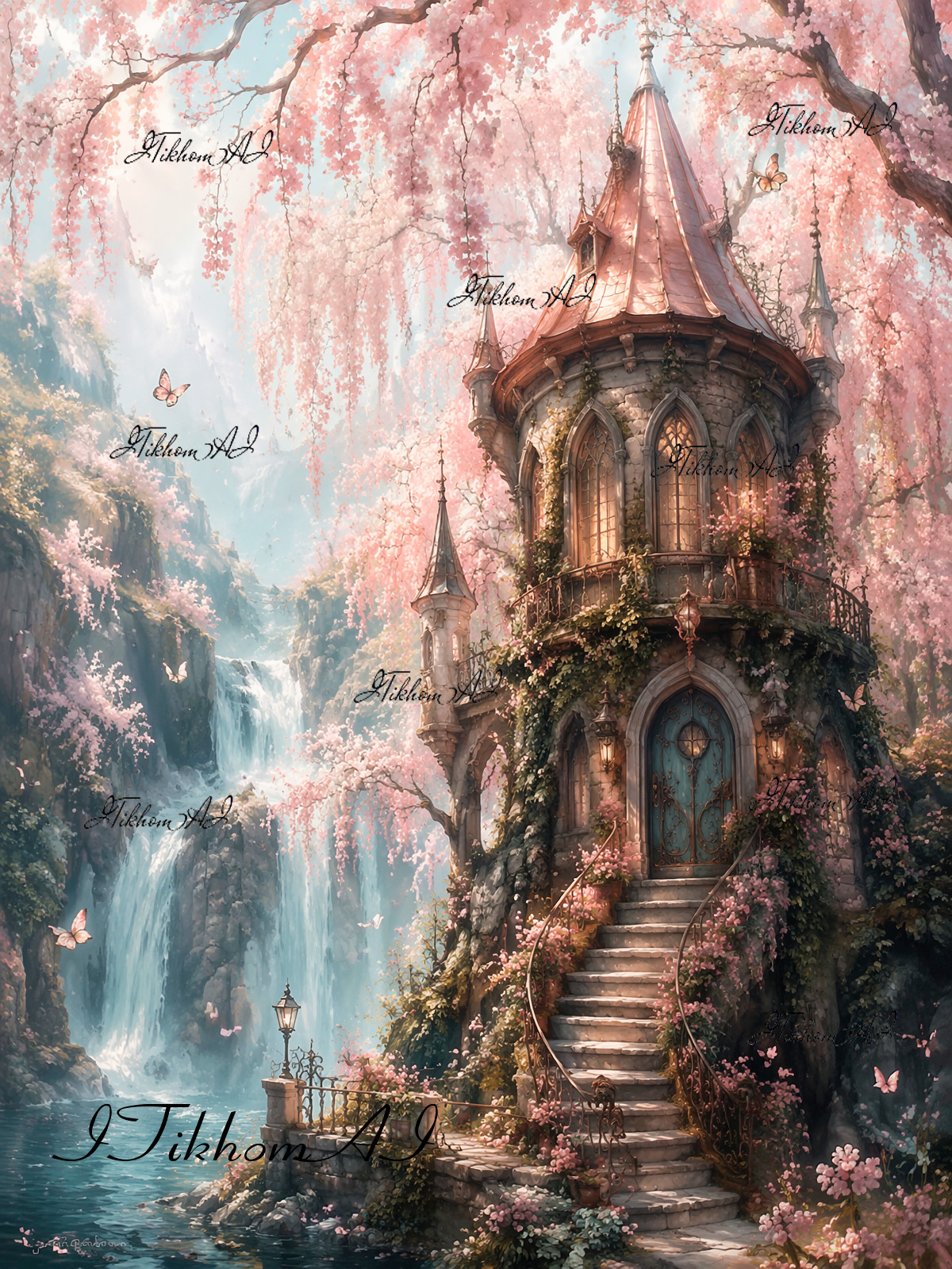 Digital Art Image Landscape House Flowers Fantasy Wallpaper Background Desktop