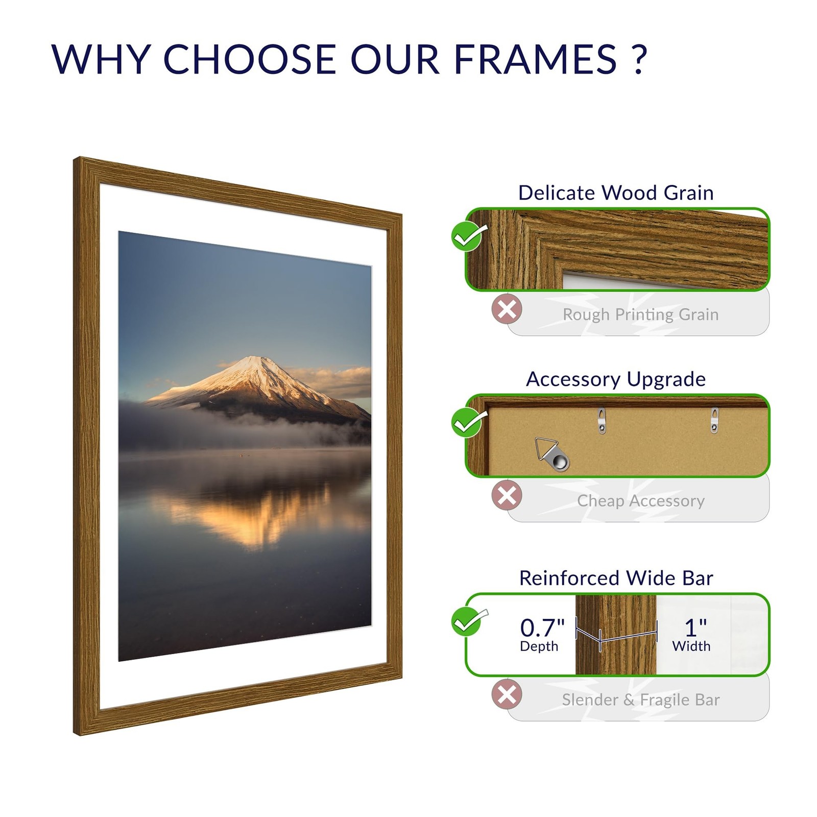 18×24 Poster Frame, Display Pictures 16X20 with Mat or 18×24 Without, Wall Ha…