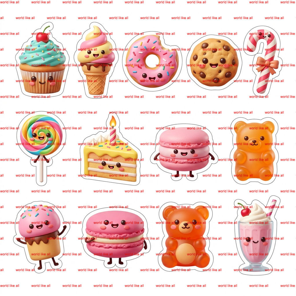 Stickers for Kids | Cute 3D Cartoon [Theme] Sticker Sheet | Digital 4k Download