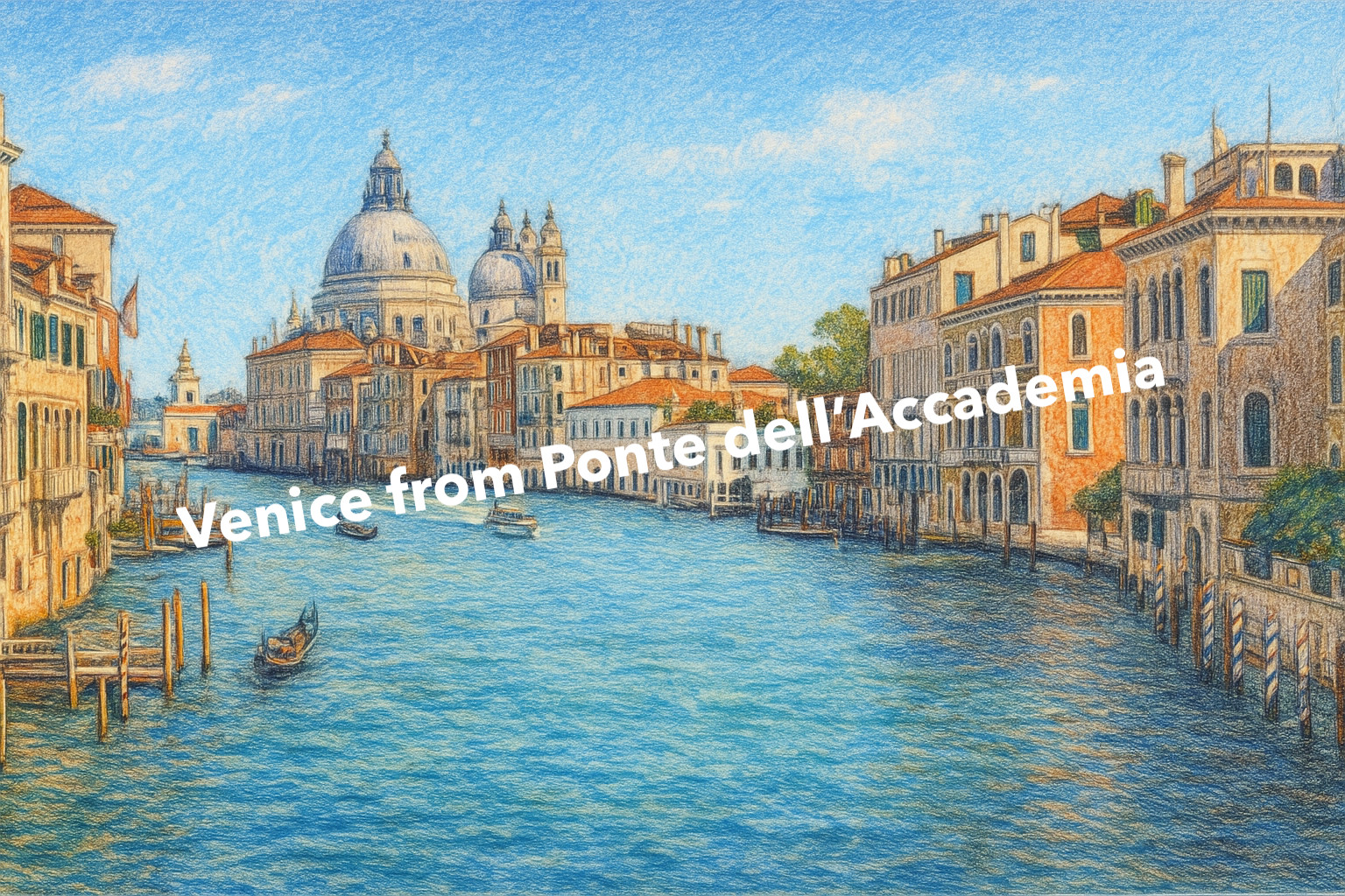 Venice View from Ponte dell’Accademia Coloured Pencil Art (AI GENERATED IMAGE)