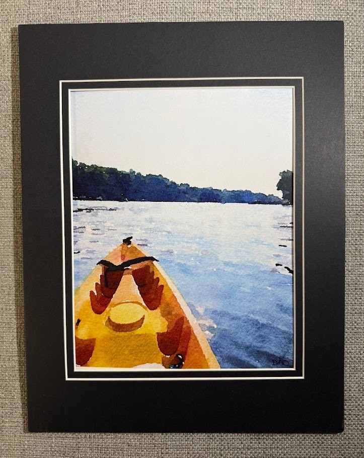 Tandem Kayak Digital Watercolor Original Photograph 8 X 10 Mat 11 X 14 – Signed