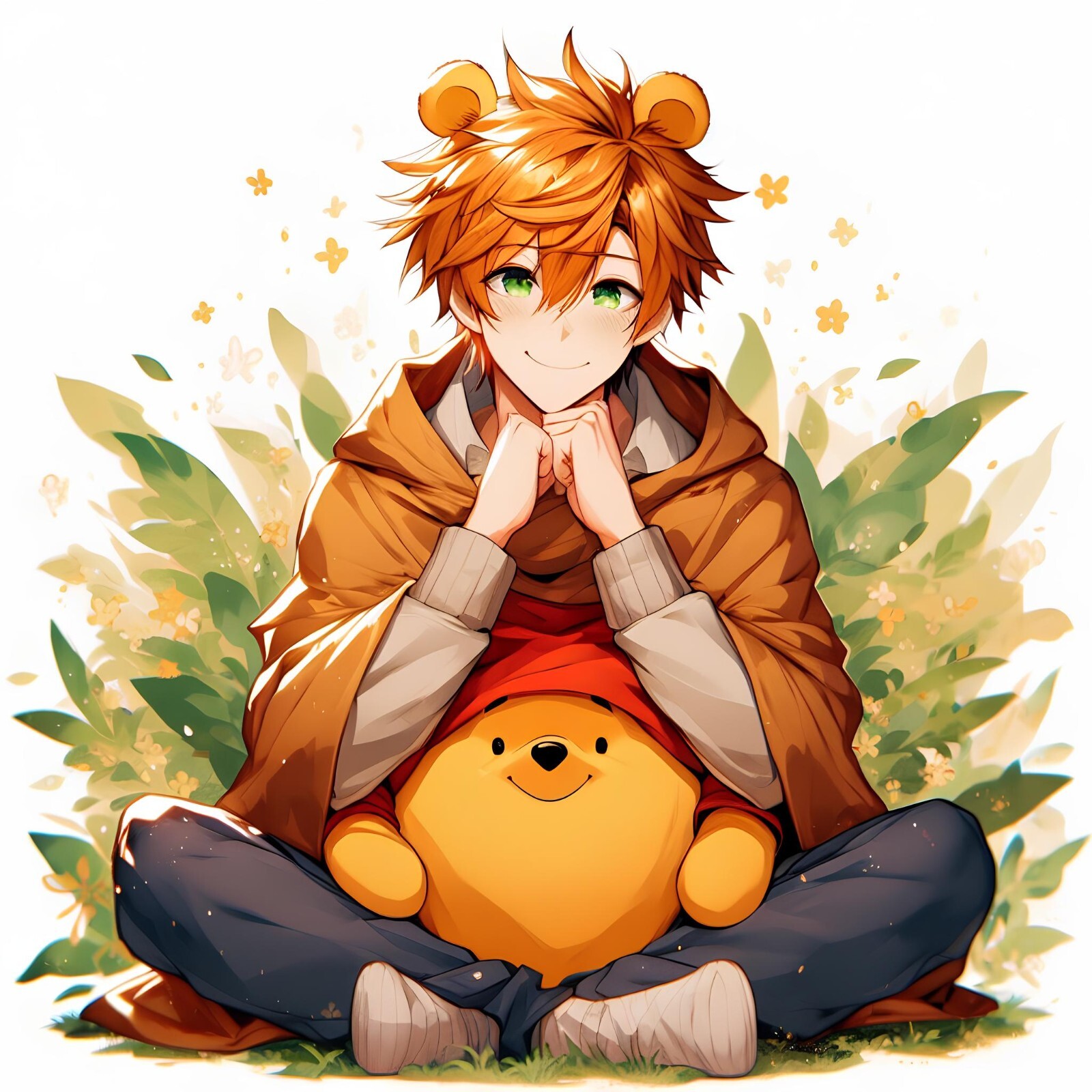 Winnie the Pooh Anime Guy V6 AI Art Image Digital Download 2048 x 2048 Pixels