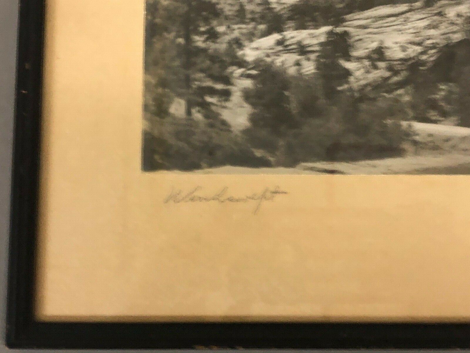 1934 Framed Photo “Windswept” Signed E.A. Vuger Of A Canyon 12 1/4” X 13 3/4”