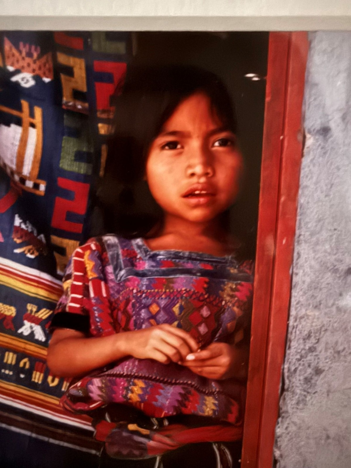 Framed/matted Photograph indigenous girl, Guatemala signed by Emerson 1987
