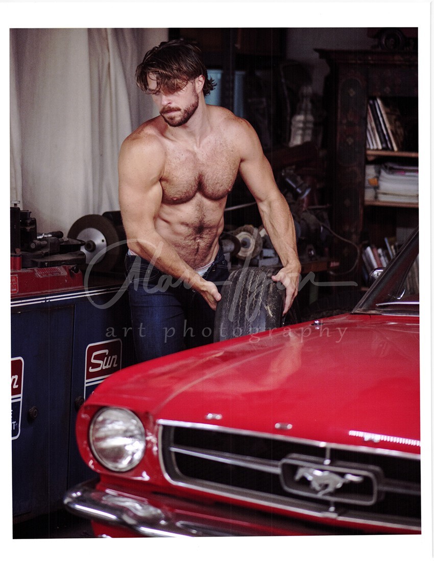 11 X 8.5 Alan Lyon Original Male Photo gay interest (3) Kurt holds tire