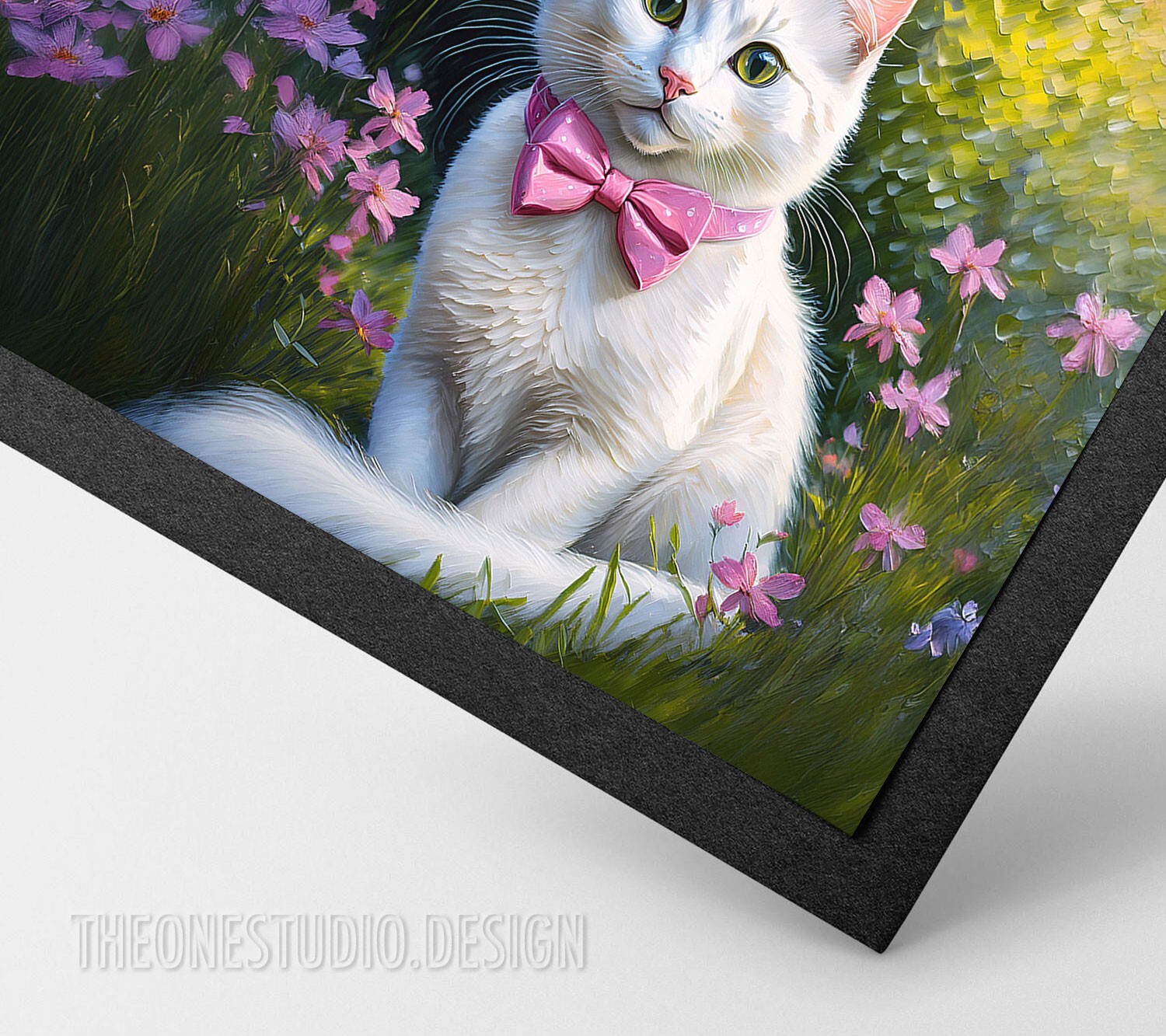 Wall Art Printable Image White Cat Acrylic Canvas Painting Wall Decor