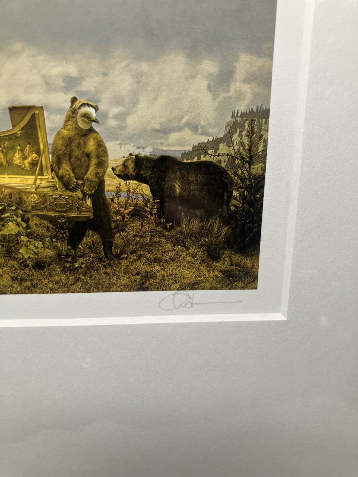 John Charbonneau Tinted Surreal Photograph Signed New Condition Bird Bears Piano