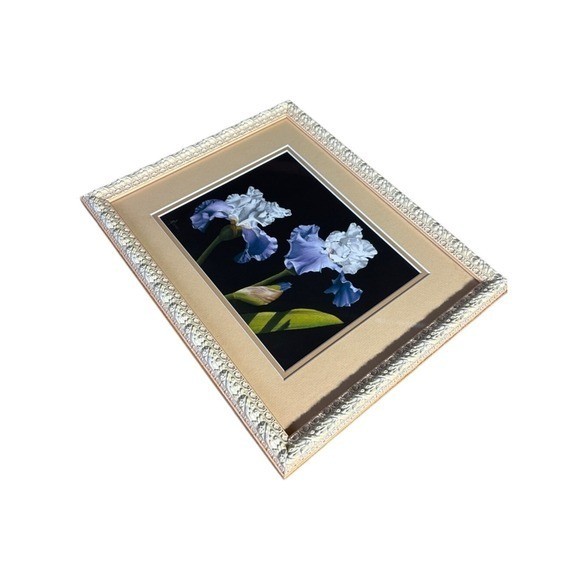 A. Bush Purple Irises Floral Art Print Photography Framed 15.5″ EUC GIFT Decor
