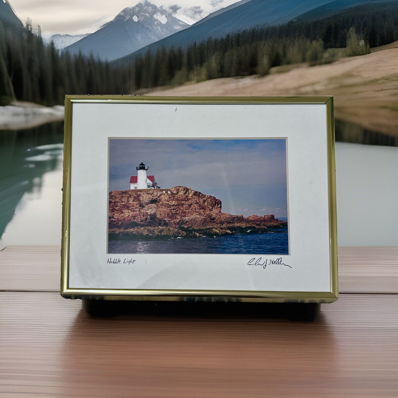 Nubble Lighthouse Photograph – Signed by Artist Andrew J. Heller – Framed