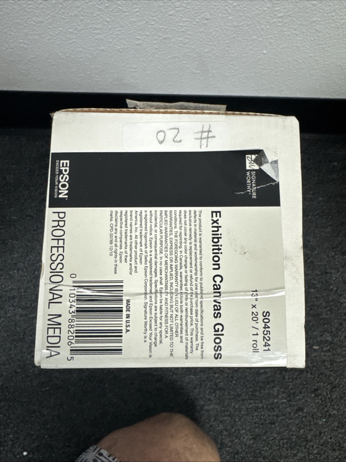 Epson Archival inkjet paper for fine art, Exhibition Canvas Gloss, 13”x20’,22mil