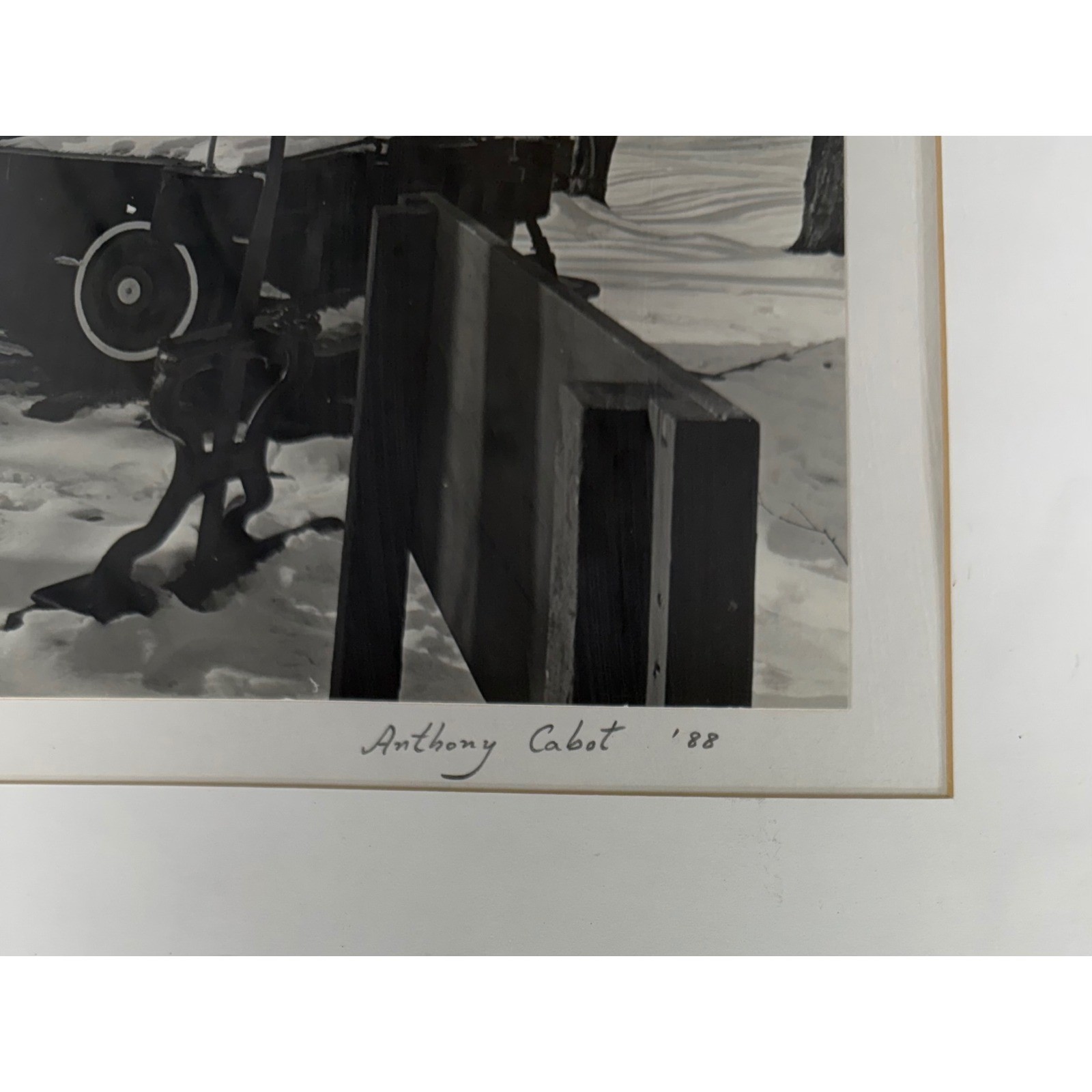 Anthony Cabot Log Train New Hampshire 1988 Signed Photo 20×16 Silver Frame B&W
