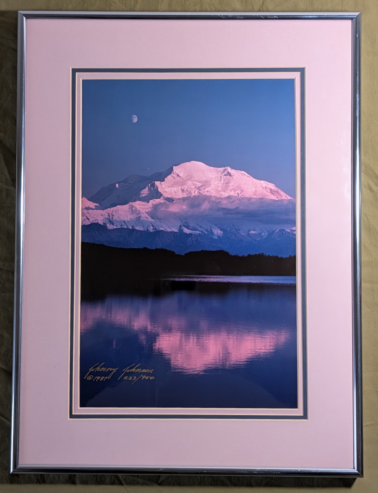 Johnny Johnson “Denali Sunset” Ltd Ed Print 823/950 Signed 1987 Framed