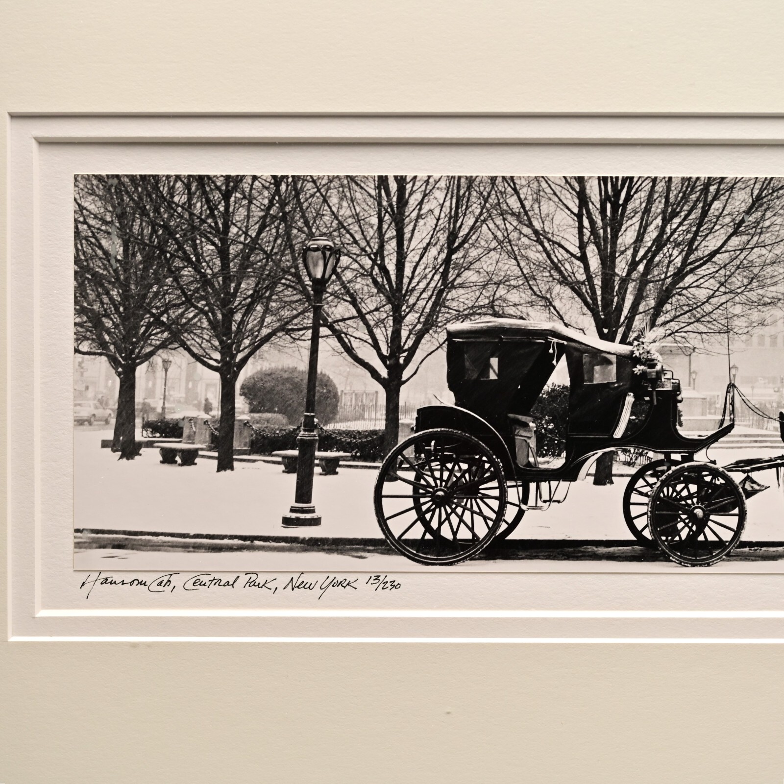 RICHARD CALVO Original Vintage Signed Central Park NY Horse Carriage Photograph