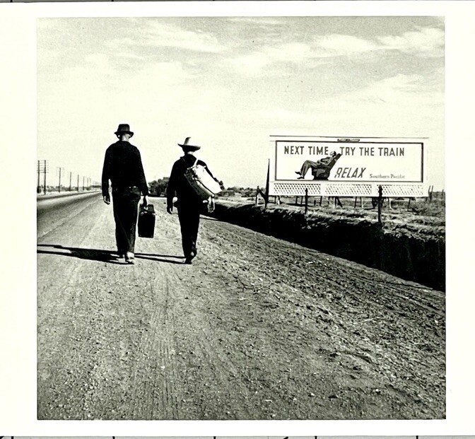 DOROTHEA LANGE – On The Road Toward Los Angeles 1937 Fotofolio Art Card