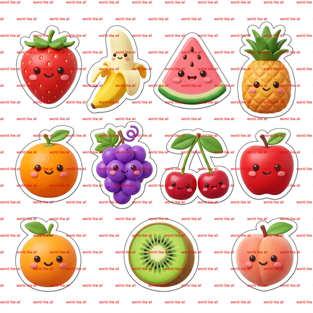 Stickers for Kids | Cute 3D Cartoon [Theme] Sticker Sheet | Digital 4k Download