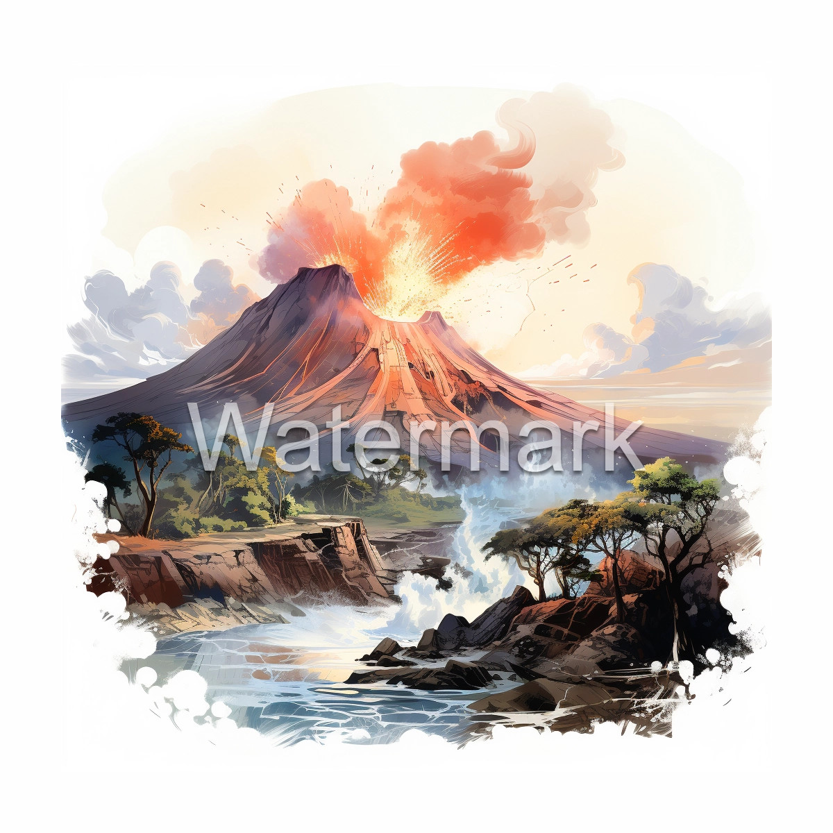 Digital Image Picture Photo Wallpaper Background Eruption Volcano Art Leonardo