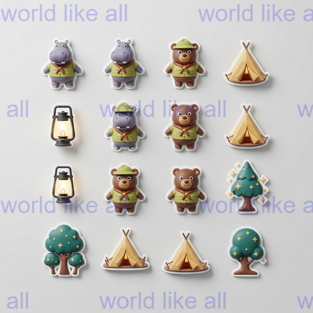 15x Cute Kids Stickers Bundle: 3D Pixar Style | School & Copybook Digital Art 4K