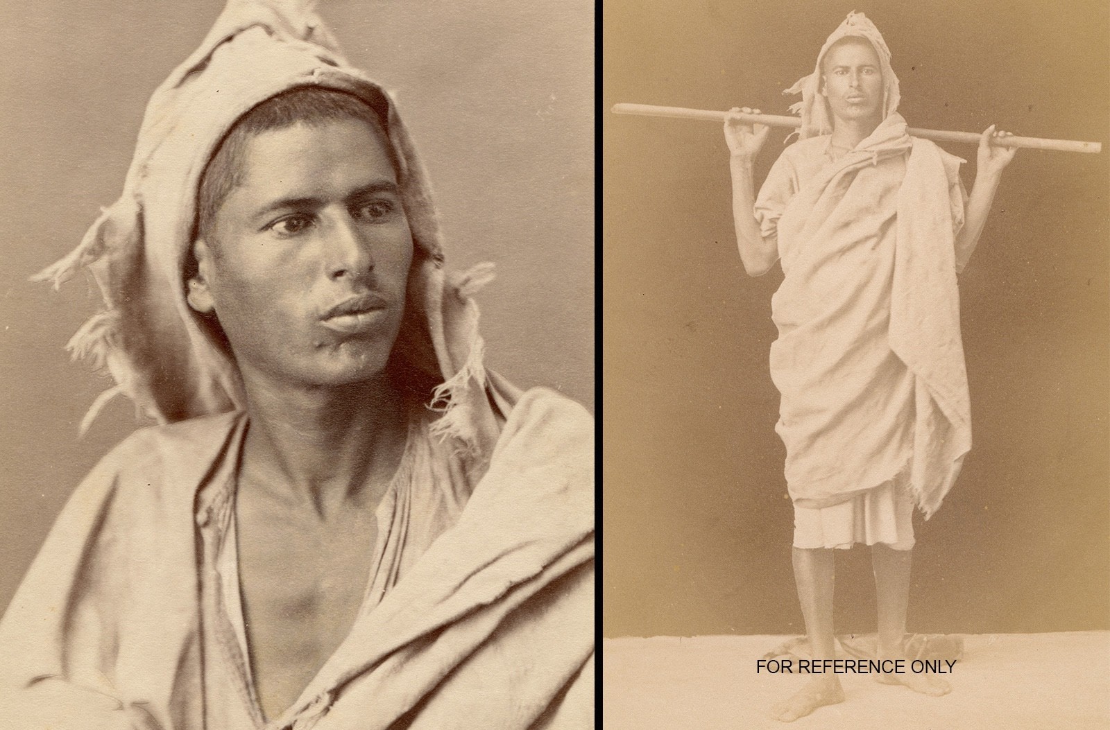 Rare albumen portrait by Jean Geiser: handsome young man, Kabyle c. 1880