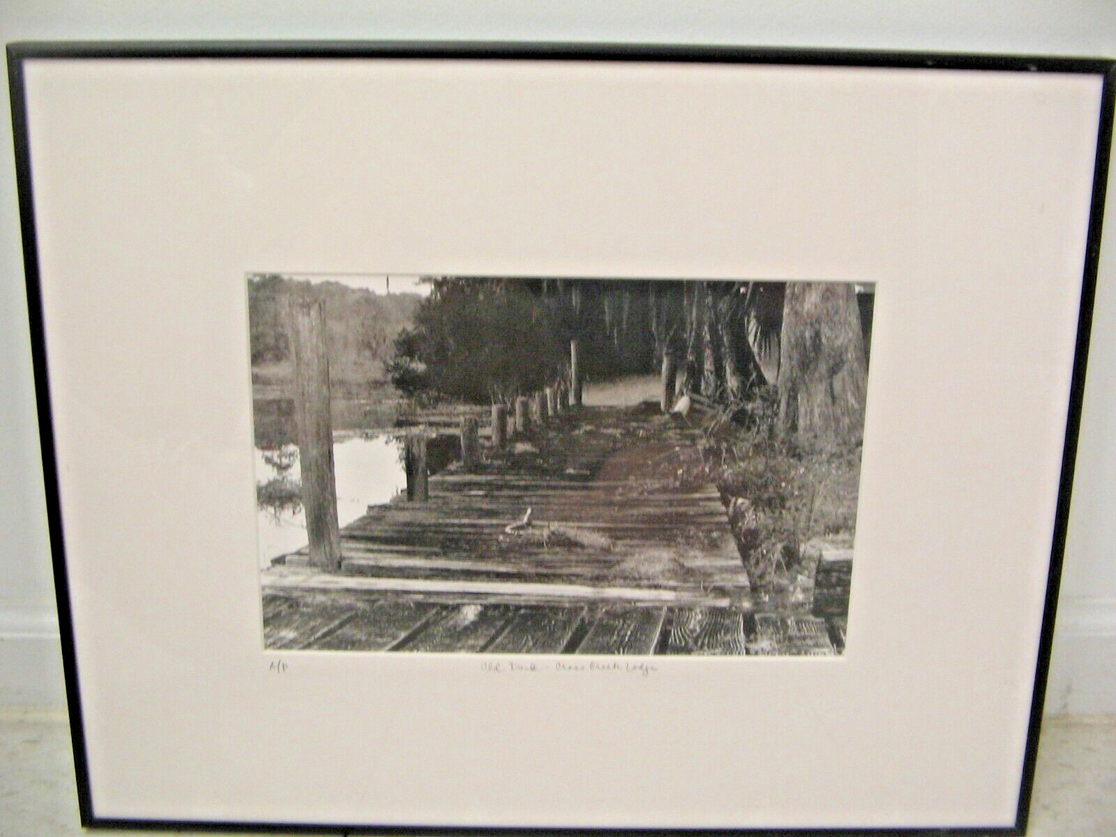 FRAMED MATTED PHOTOGRAPHY Old Dock Cross Creek 16 x 20 A/P by Larry Santucci