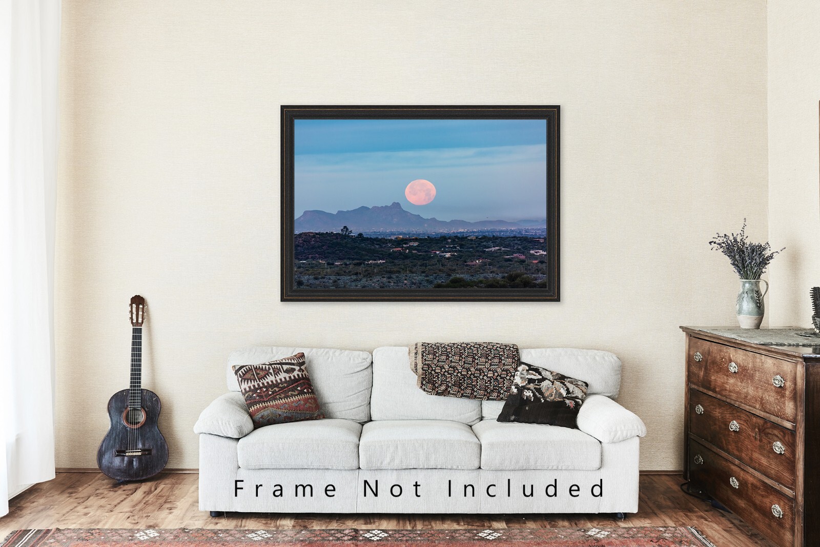Southwest Photography Print – Picture of Full Moon Over Tucson Arizona