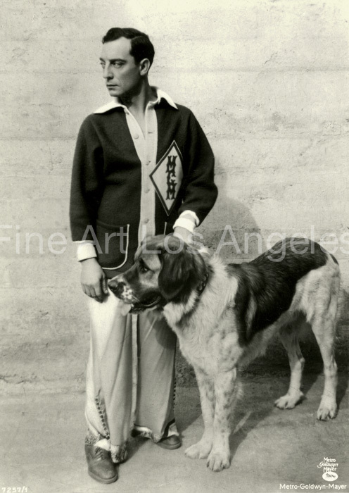 Photo of Buster Keaton and dog, 1925