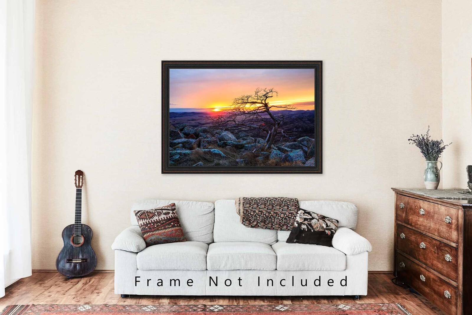 Wichita Mountains Photography Print | Tree at Sunset Picture | Oklahoma Wall Art