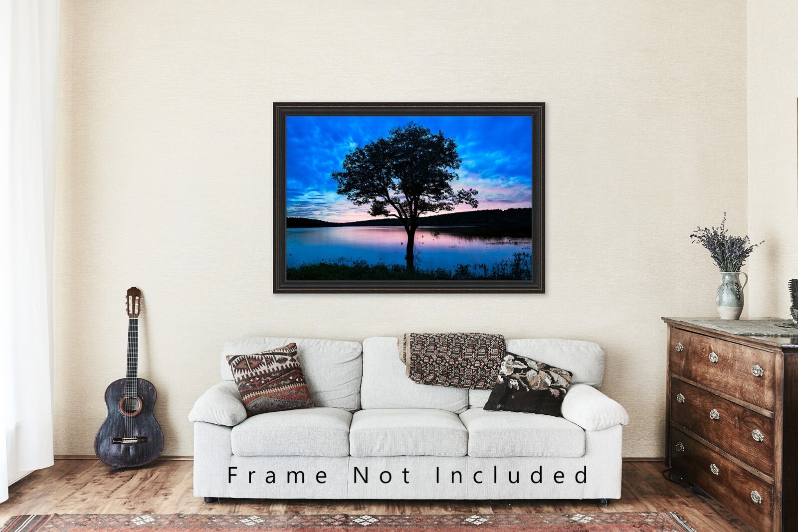 Nature Photography Print – Picture of Tree in Lake on Autumn Evening in Oklahoma