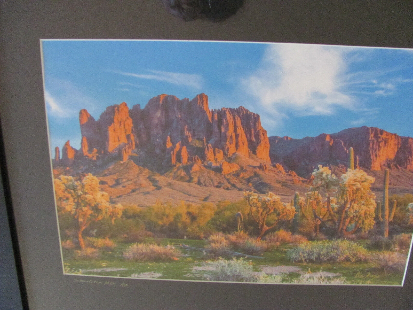 Superstition Mountains Arizona-Photograph- Framed & Matted- Signed Alan Mays?