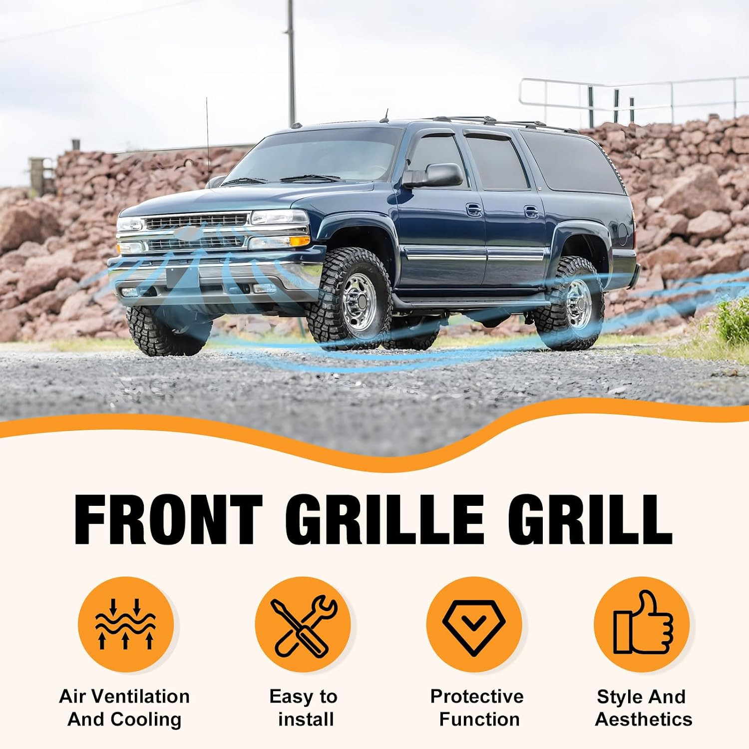 Front Grille Shell and Insert Compatible with Chevrolet Chevy Silverado 1500 250