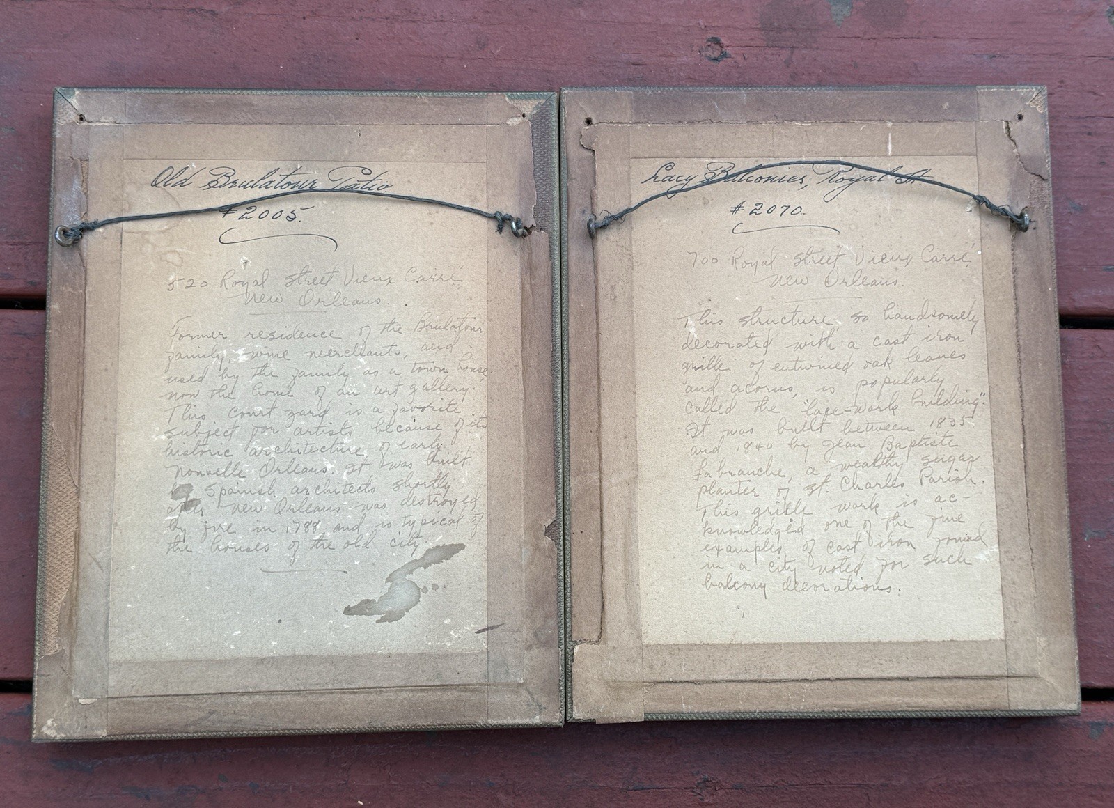 Original Eugene A. Delcroix “Lacy Iron Balconies” & “Old Brulatour Courtyard”