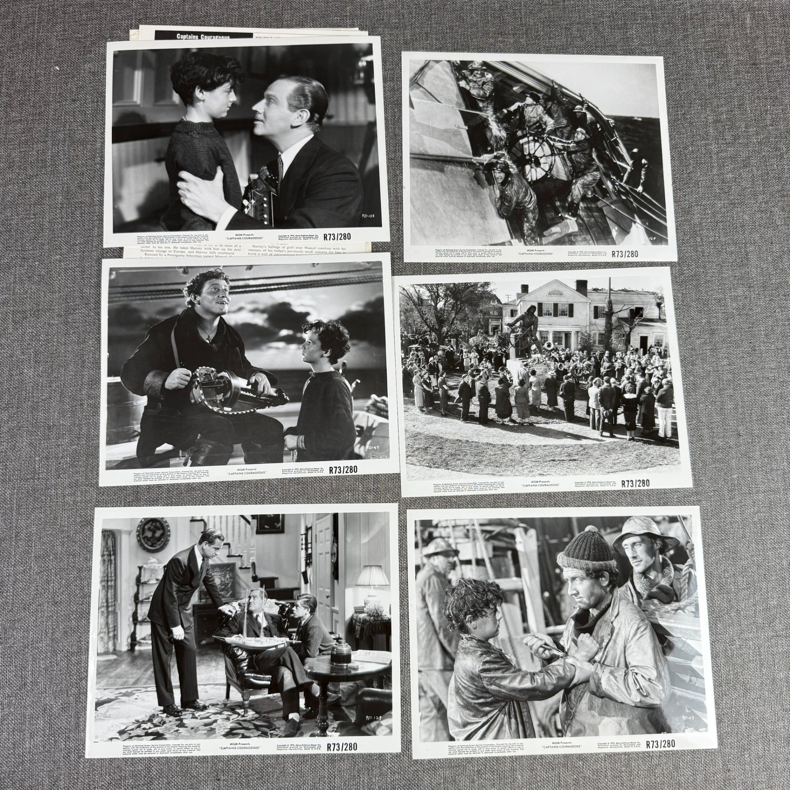 Captains Courageous Lionel Barrymore lot of 6 B&W movie stills pictures