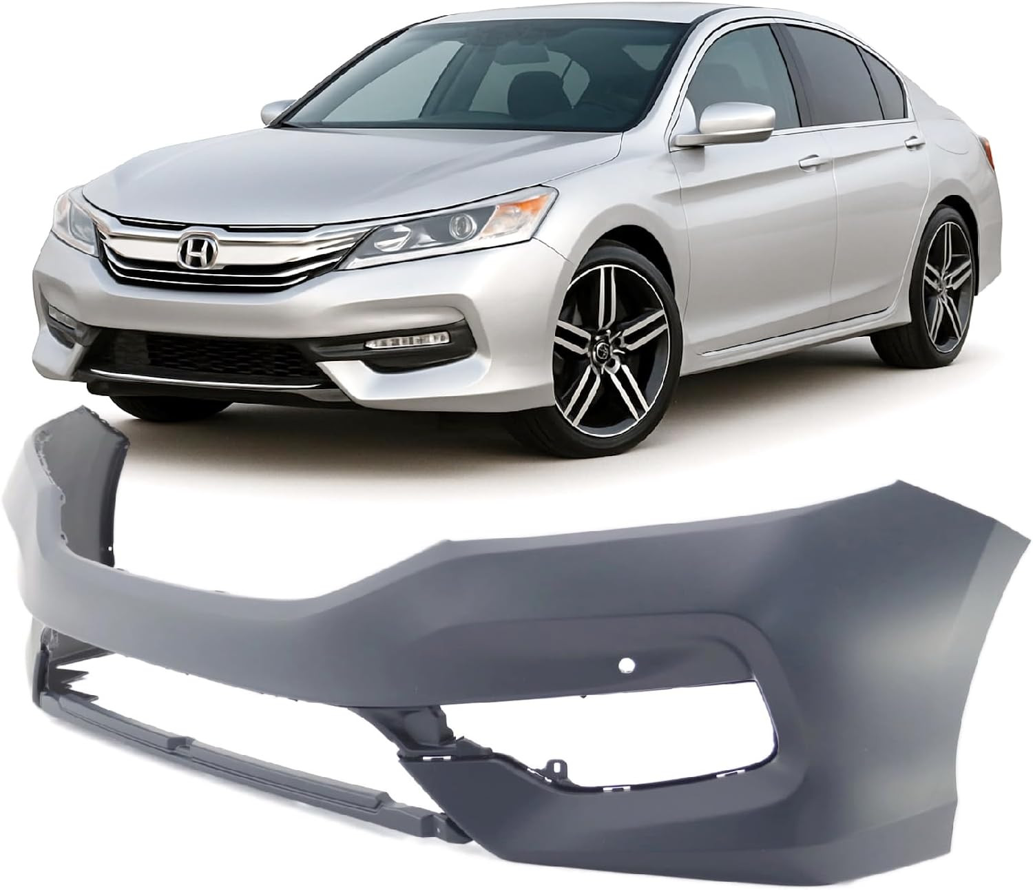 Compatible with Front Bumper Cover Fascia 2016-2017 Honda Accord Touring Sedan.