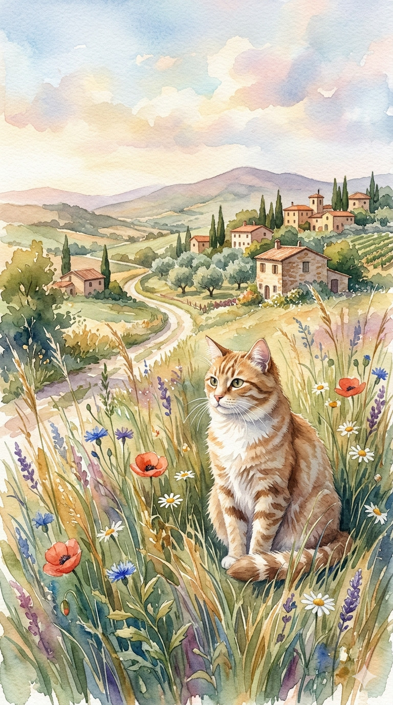 Digital Image Picture Watercolor Cat Wallpaper Background Desktop AI Art