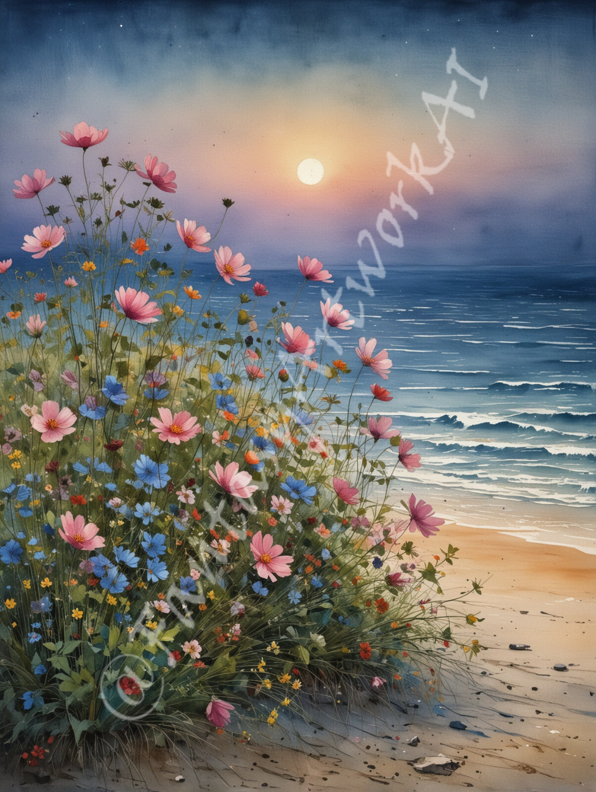 Wild Flowers – Digital Image Picture Phone Background AI Art, 3 images – #14