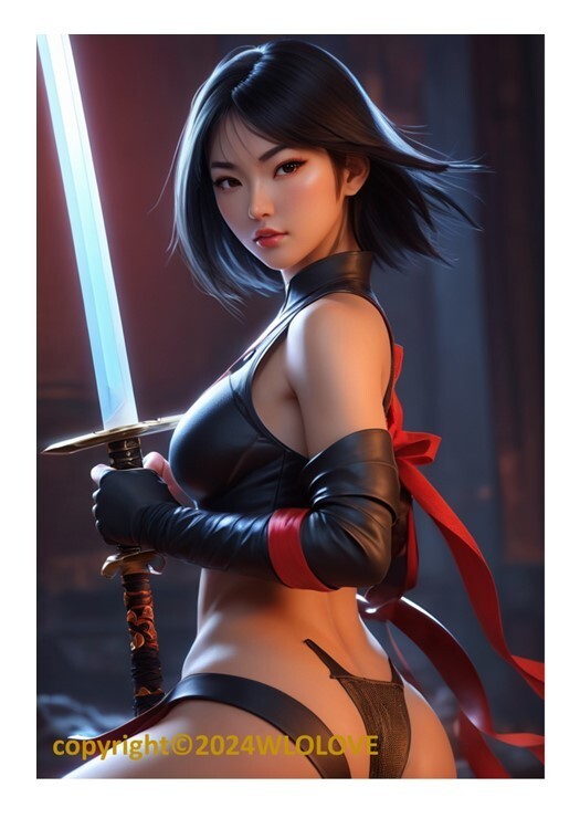 Beautiful Sensual Asian Girl Anime A on Quality semi-gloss Photo Paper 11″ x 17″