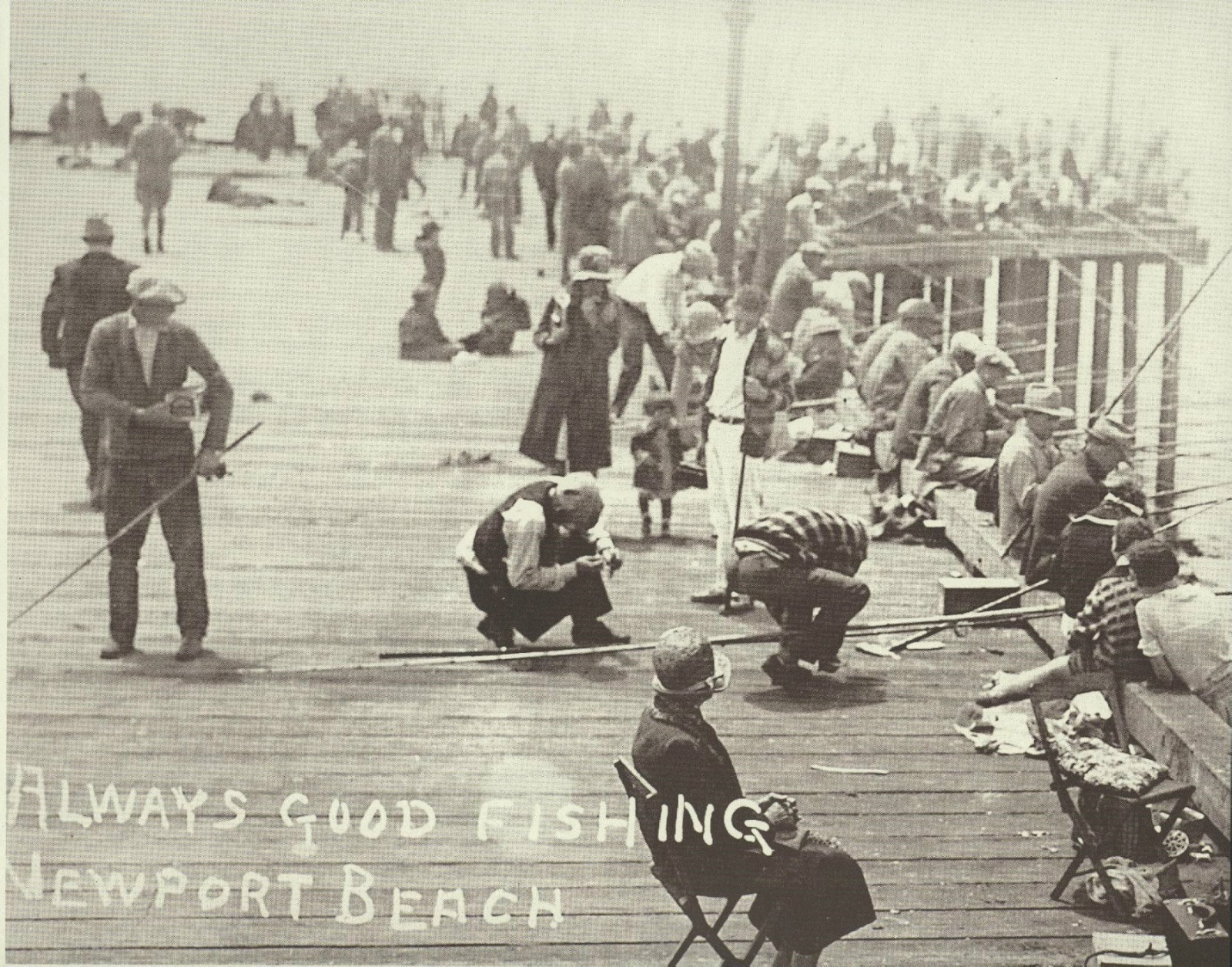 NEWPORT BEACH “Always Good Fishing” Pier VINTAGE Photo Print 1476 11″ x 14″