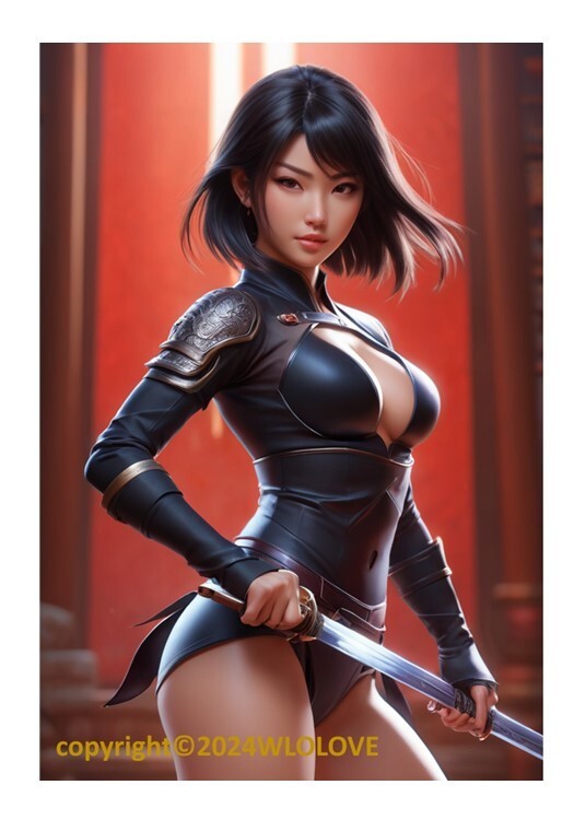 Beautiful Sensual Asian Girl Anime C on Quality semi-gloss Photo Paper 11″ x 17″