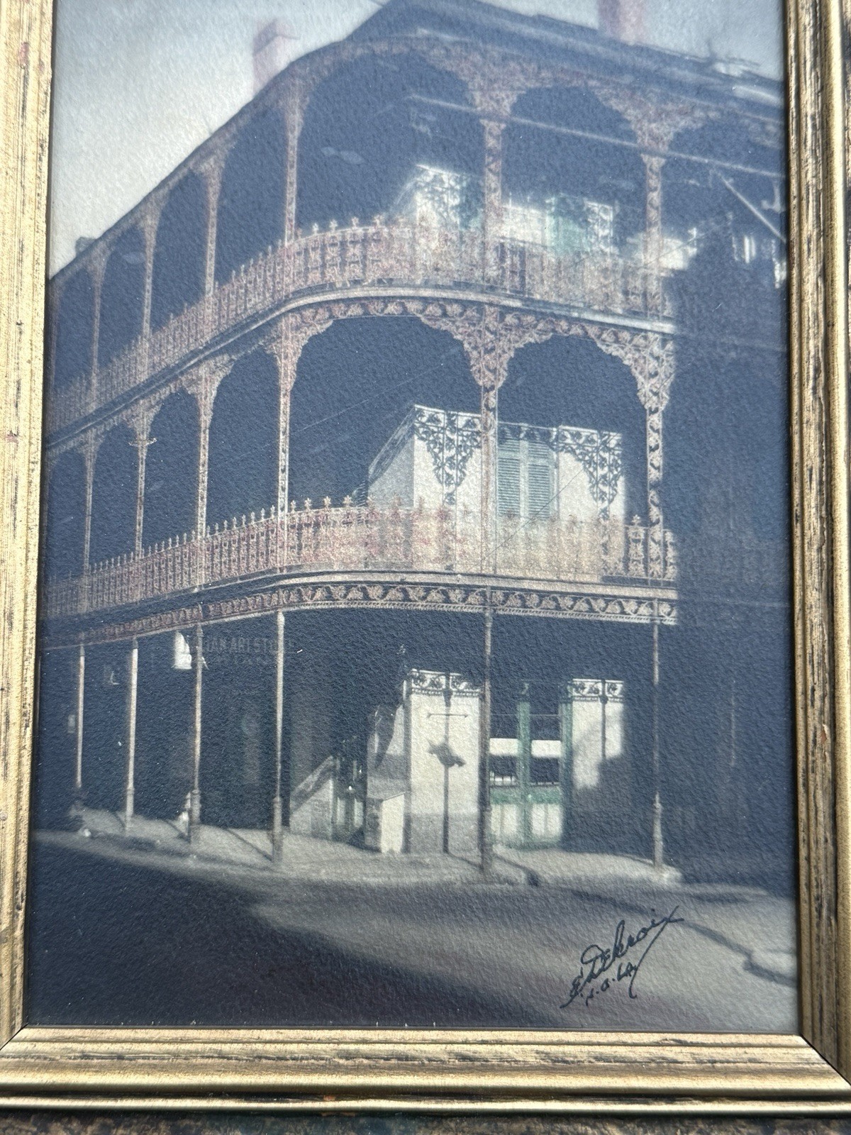 Original Eugene A. Delcroix “Lacy Iron Balconies” & “Old Brulatour Courtyard”